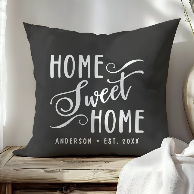 Coussin Accueil doux maison grise personnalisée (Créateur téléchargé)