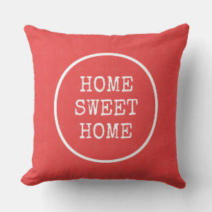 Coussin Accueil doux texte maison rose orange