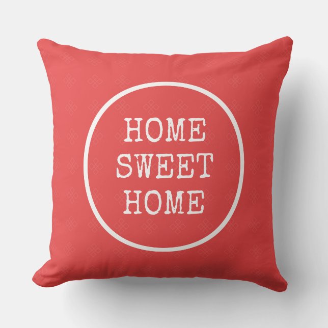 Coussin Accueil doux texte maison rose orange (Recto)