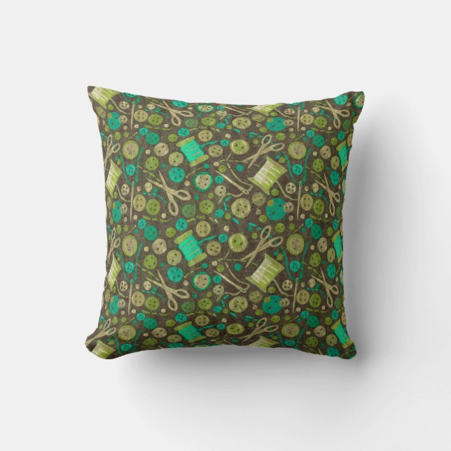Coussin Accueil Hobby Couture Collage Motif Vert Menthe (Recto)