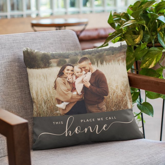 Coussin Accueil moderne Simple Script Photo Charbon ("home sweet home" - lovely addition to your cozy abode)