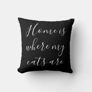 Coussin Accueil Où Mes Chats Sont Blanc Script Noir