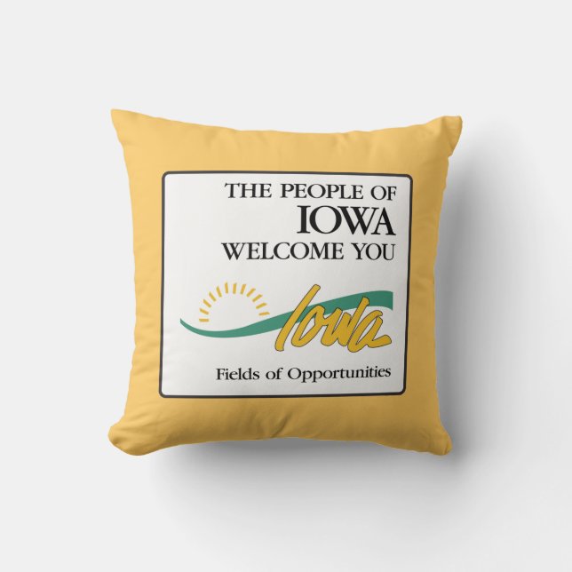 Coussin Accueil panneau routier vers Iowa - Etats-Unis (Recto)