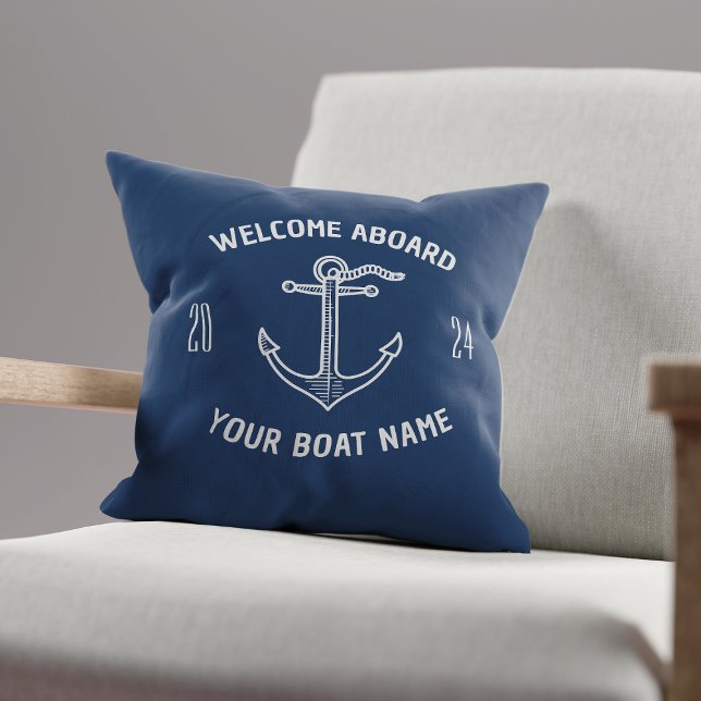 Coussin Accueil personnalisé à bord Nom du bateau Marine B (Créateur téléchargé)