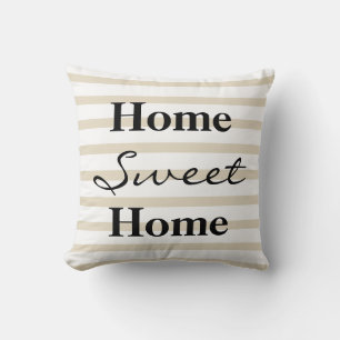 Coussin Accueil personnalisé rayé Sweet Home