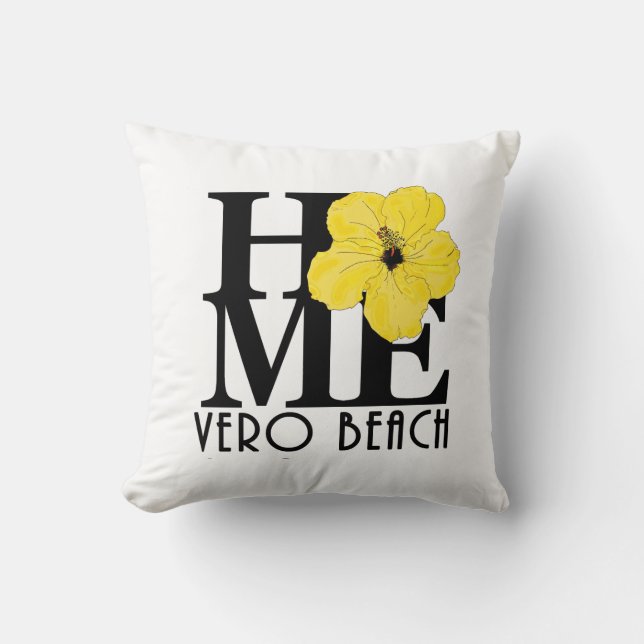 Coussin ACCUEIL Plage Vero Hibiscus jaune (Recto)