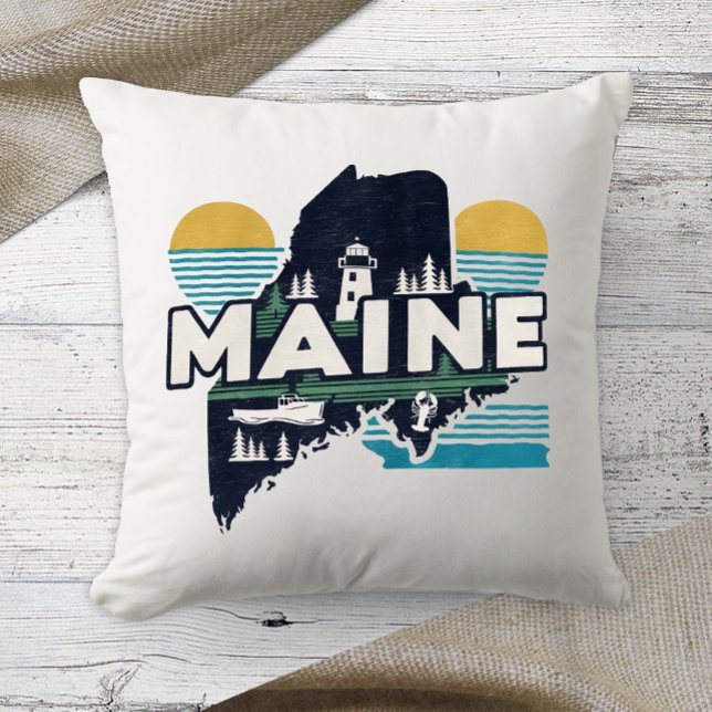 Coussin Accueil State Retro Color Maine (Créateur téléchargé)