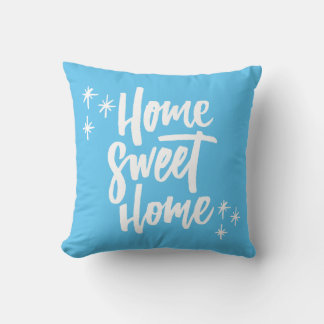 Coussin Accueil Sweet Home Bleu Avec Lettres Blanches