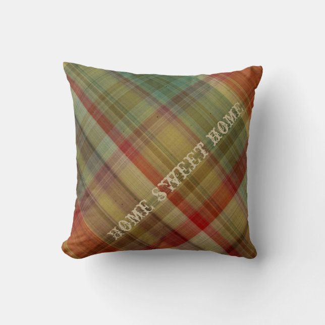 Coussin Accueil Sweet Home Plaid #1 Carré Jeu d'oreiller (Recto)