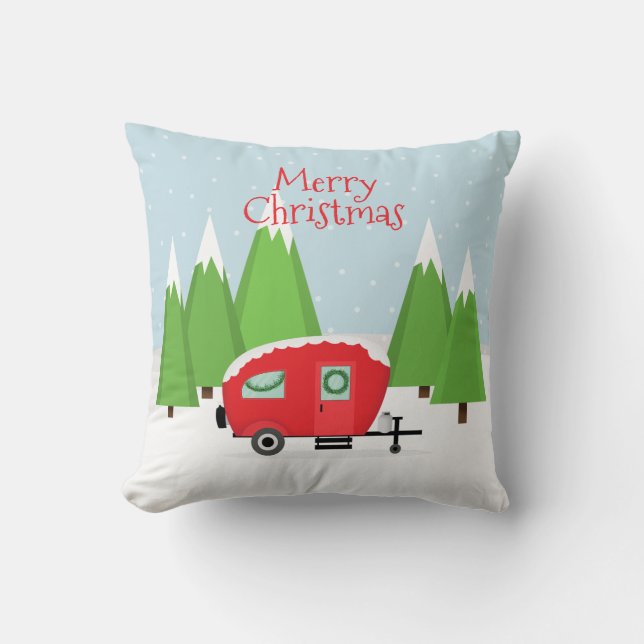Coussin Accueil Sweet Home Rétro Camper Noël (Recto)