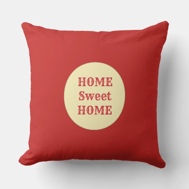 Coussin Accueil Sweet Home sur Maroon Red (Recto)