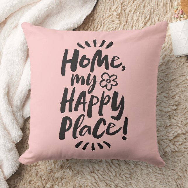 Coussin ACCUEILLE mon Happy Place ! Abri en place - rose p (Couverture)