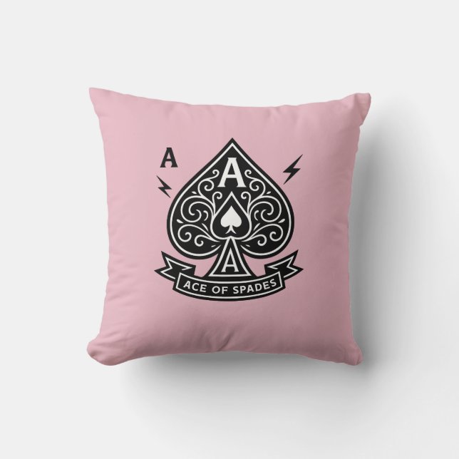 Coussin Ace stylisée de pique — Emblème vectoriel Art déco (Recto)
