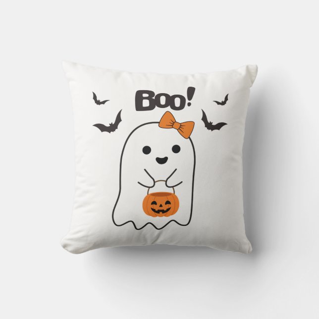 Coussin Achats de Halloween Boo (Recto)