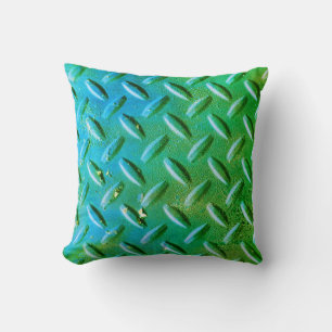 Coussin Acier en tôle de diamant vert et bleu