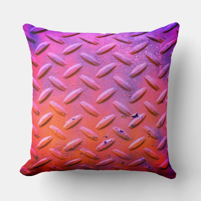 Coussin Acier en tôle de diamant violet et orange (Recto)