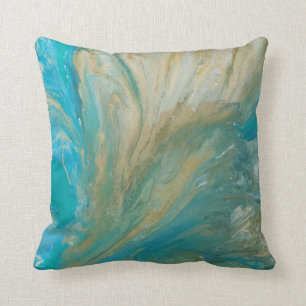 Coussin Acrylique pour abstrait littoral turquoise