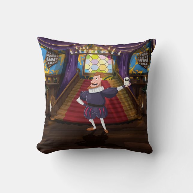 Coussin Acteur de dessin animé Shakespeare. (Recto)