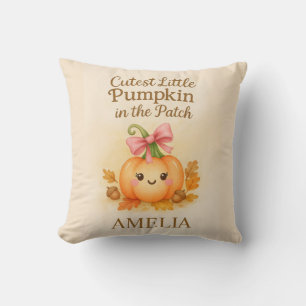 Coussin Action de grâce pour bébé fille avec citrouille