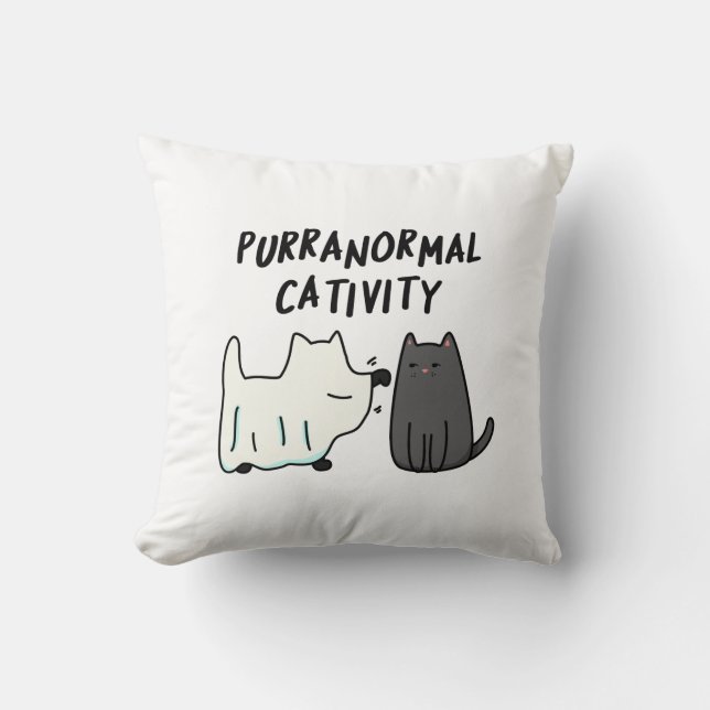Coussin Activité surnaturelle féline Blague drôle d'Hallow (Recto)