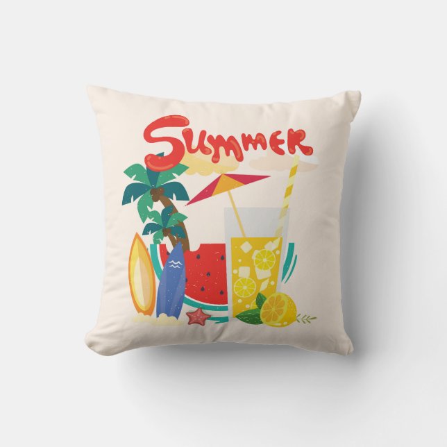 Coussin Activités d'été colorées et amusantes (Recto)