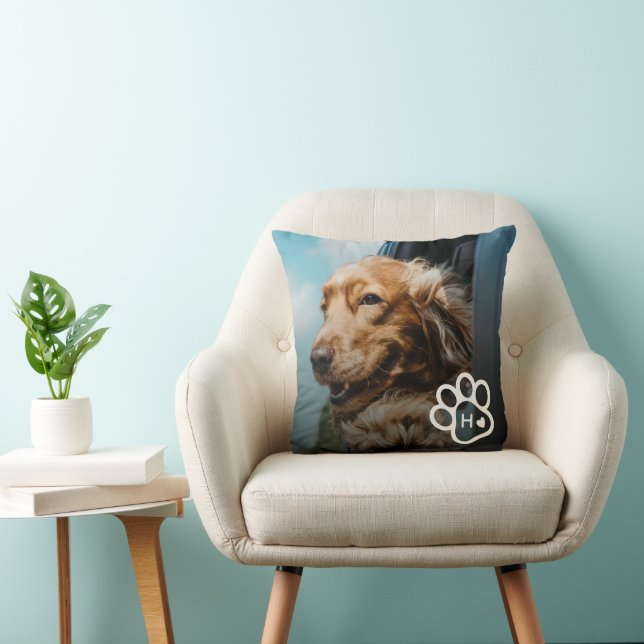 Coussin Add Your Own Photo Dog Pets Monogram (Chaise)