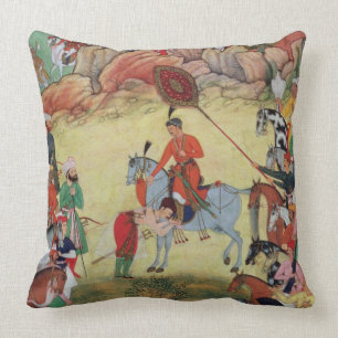 Coussin Adham Khan rendant hommage à Akbar chez Sarangpur,