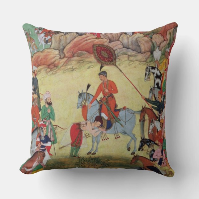 Coussin Adham Khan rendant hommage à Akbar chez Sarangpur, (Recto)