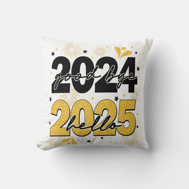 Coussin Adieu 2024 Bonjour 2025 Fireworks Bonne année (Recto)