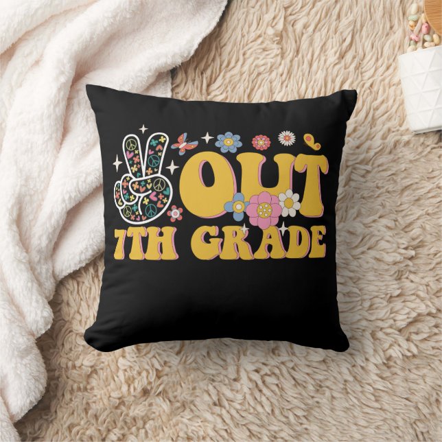 Coussin Adieu 7e année Super dernier jour d'école (Couverture)