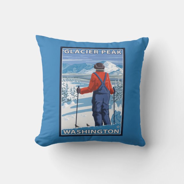 Coussin Admirer de skieur - crête de glacier, Washington (Recto)