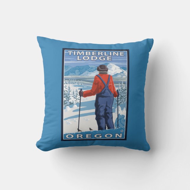 Coussin Admirer de skieur - loge de Timberline, Orégon (Recto)