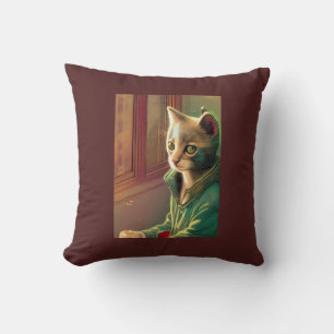 Coussin Ado chatte vert pull urbain alien
