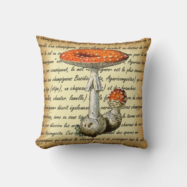 Coussin Adolphe Millot ~ Champignons-pour tous fixes ~ (Recto)