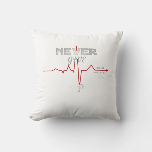 Coussin ADOM Premium "Ne jamais abandonner" Graphique Femm (Recto)