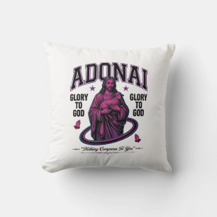Coussin Adonai Gloire à Dieu Vintage Vector Design Chrétie