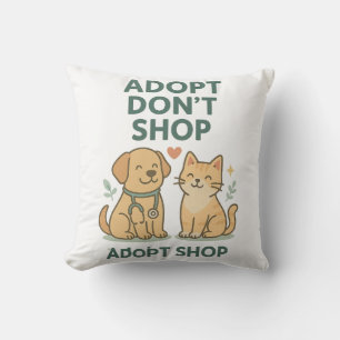 Coussin Adoptez Don't Shop - Cute Dog & Cat Secourt Design