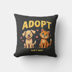 Coussin Adoptez, N'achetez Pas - Sauvetage de Chien Mignon