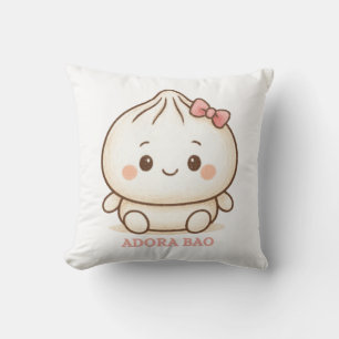 Coussin Adora Bao Illustration de joli Bao Bun rose