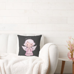 Coussin Adorable Angel Girly Black Name Baby