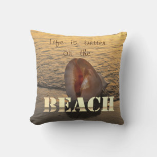 Coussin Adorable Beach Sunset Seashell Sable
