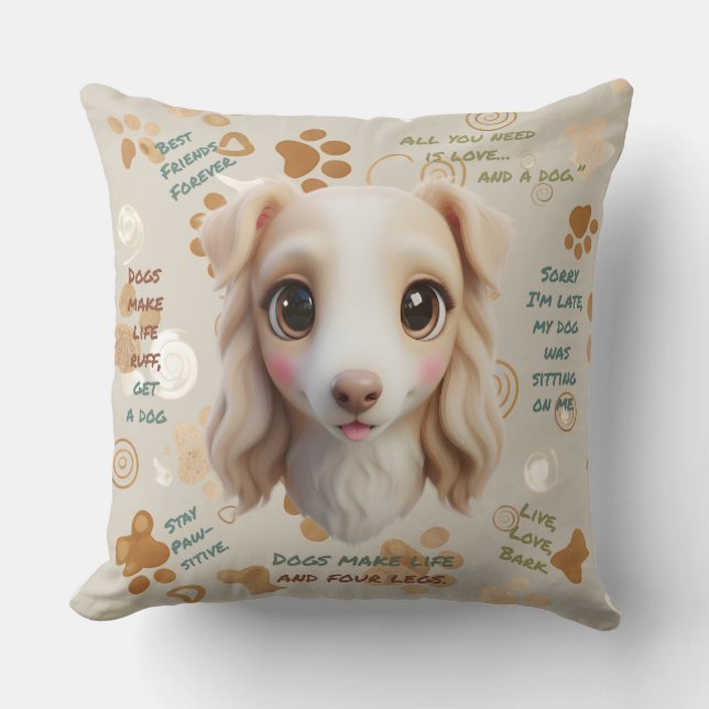 Coussin Adorable Borzoï Oreiller Jeté (Recto)
