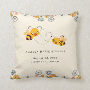 Coussin Adorable Bumble Bees & Fleurs Bébé Statistiques de
