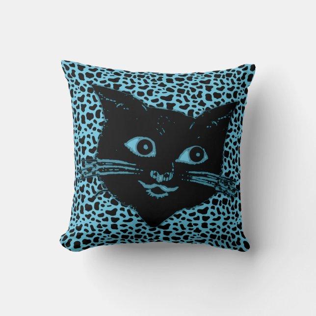 Coussin Adorable Chat noir sur Arrière - plan Poster de an (Recto)