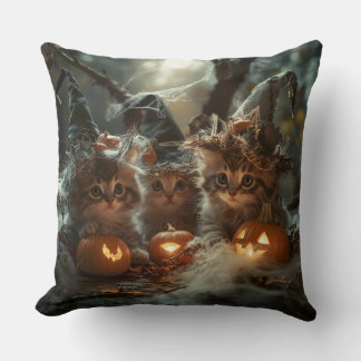 Coussin Adorable chatons d'Halloween avec Citrouilles