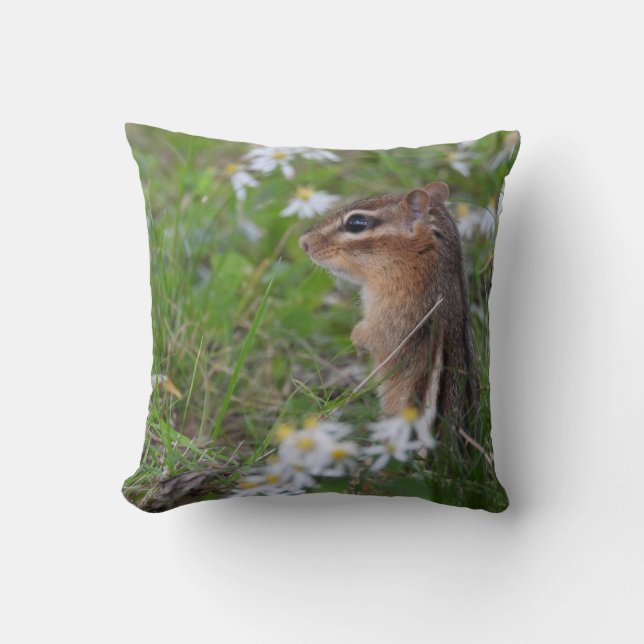 Coussin Adorable Chipmunk en fleurs (Recto)