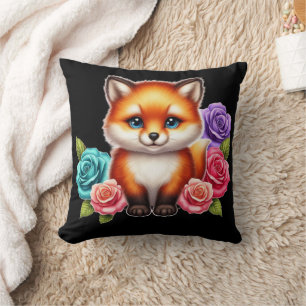 Coussin Adorable club Fox avec Roses colorés