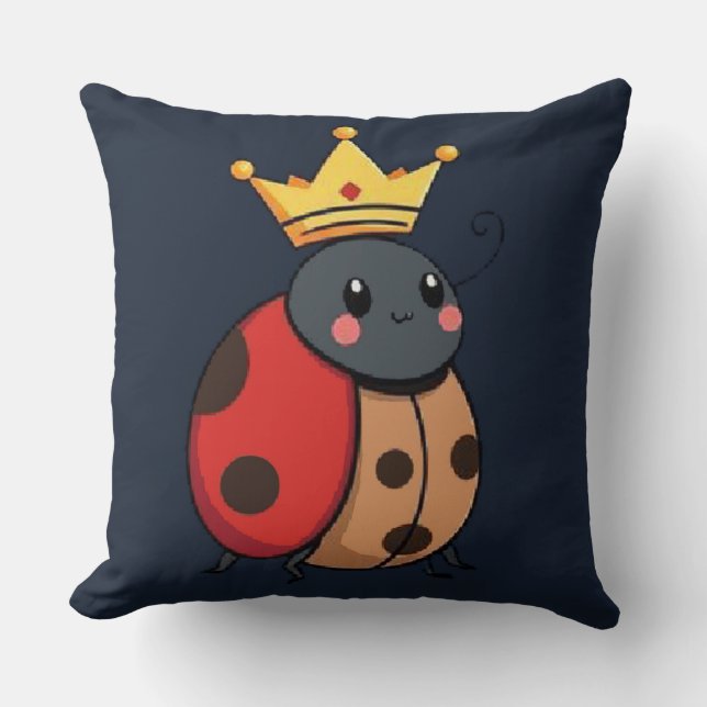 Coussin Adorable coccinelle couronnée, douce bug royale, e (Recto)