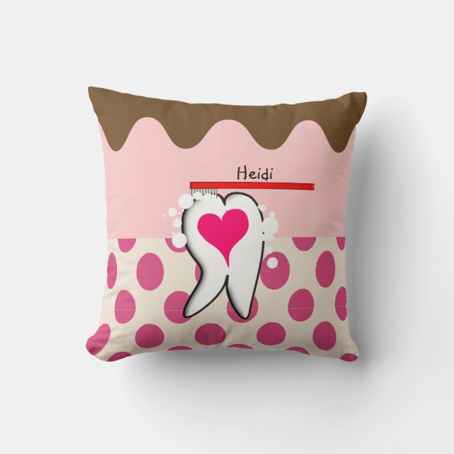 Coussin adorable Customizabl de dent d'hygiéniste (Recto)
