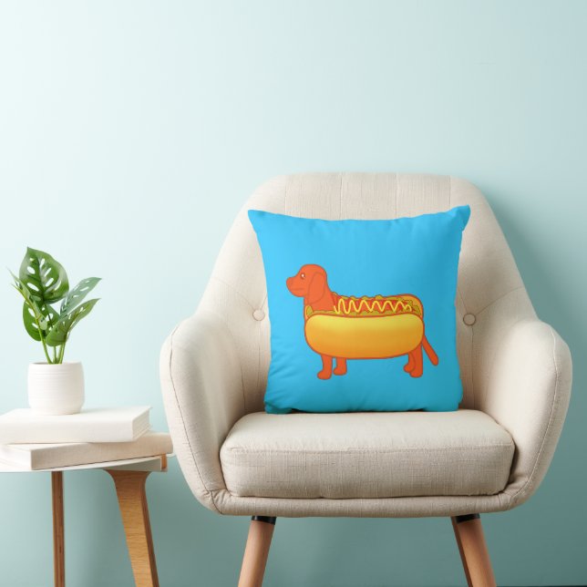 Coussin Adorable Dachshund Hot Dog (Chaise)